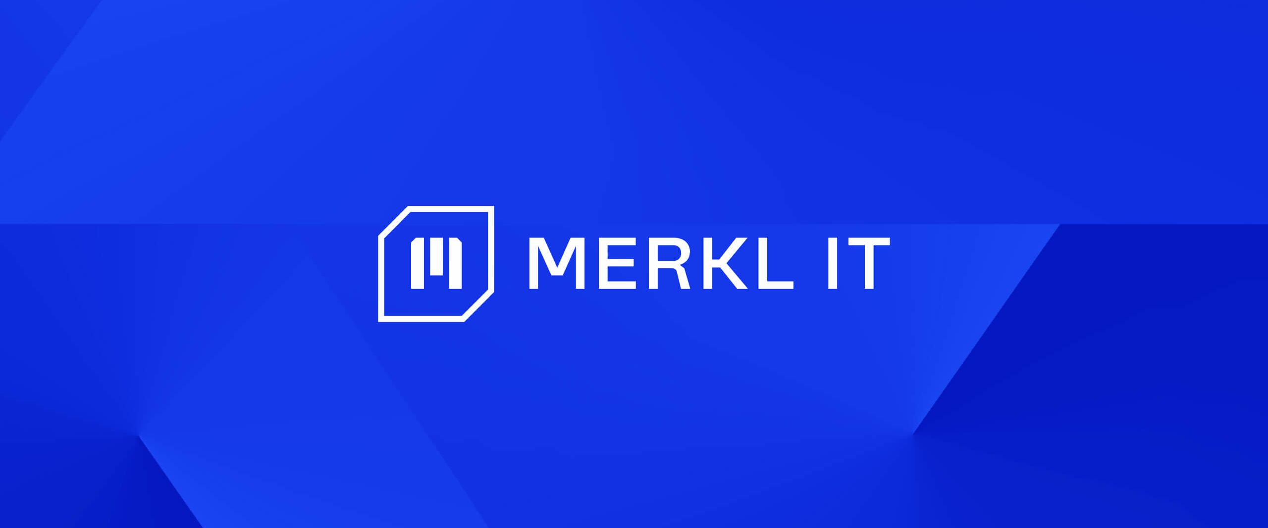 Neues Logo der Merkl IT auf blauem Grund