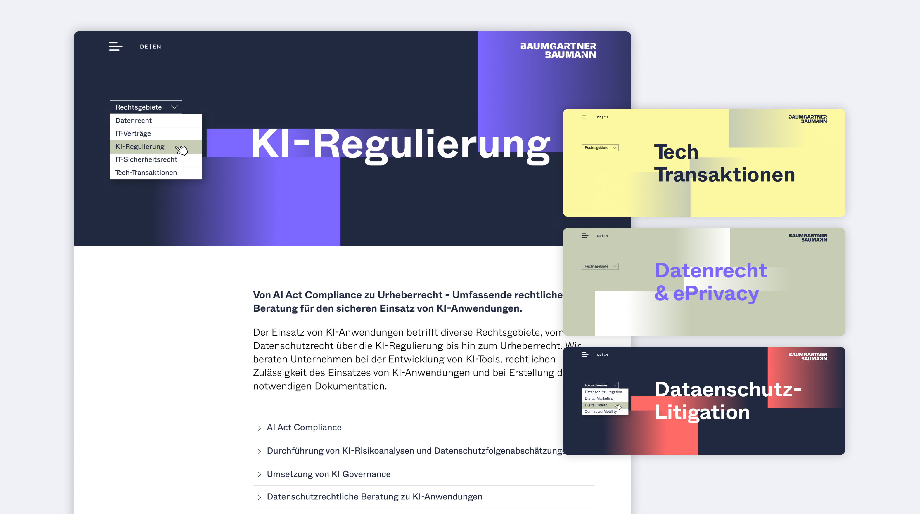 Farbkonzept der Baumgartner Baumann Website