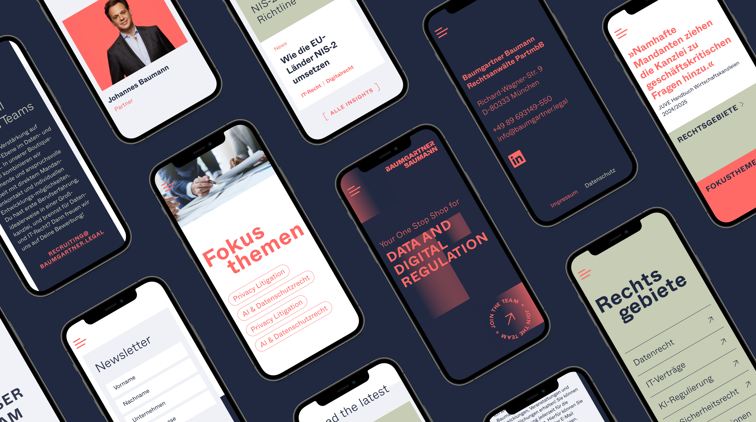Mobile Ansichten auf dem Smartphone der Baumgartner Baumann Website