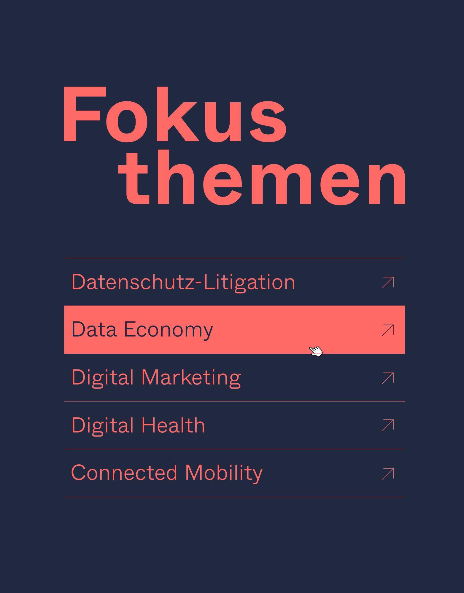 Ein Video welches die Navigation auf der Unterseite Fokusthemen zeigt