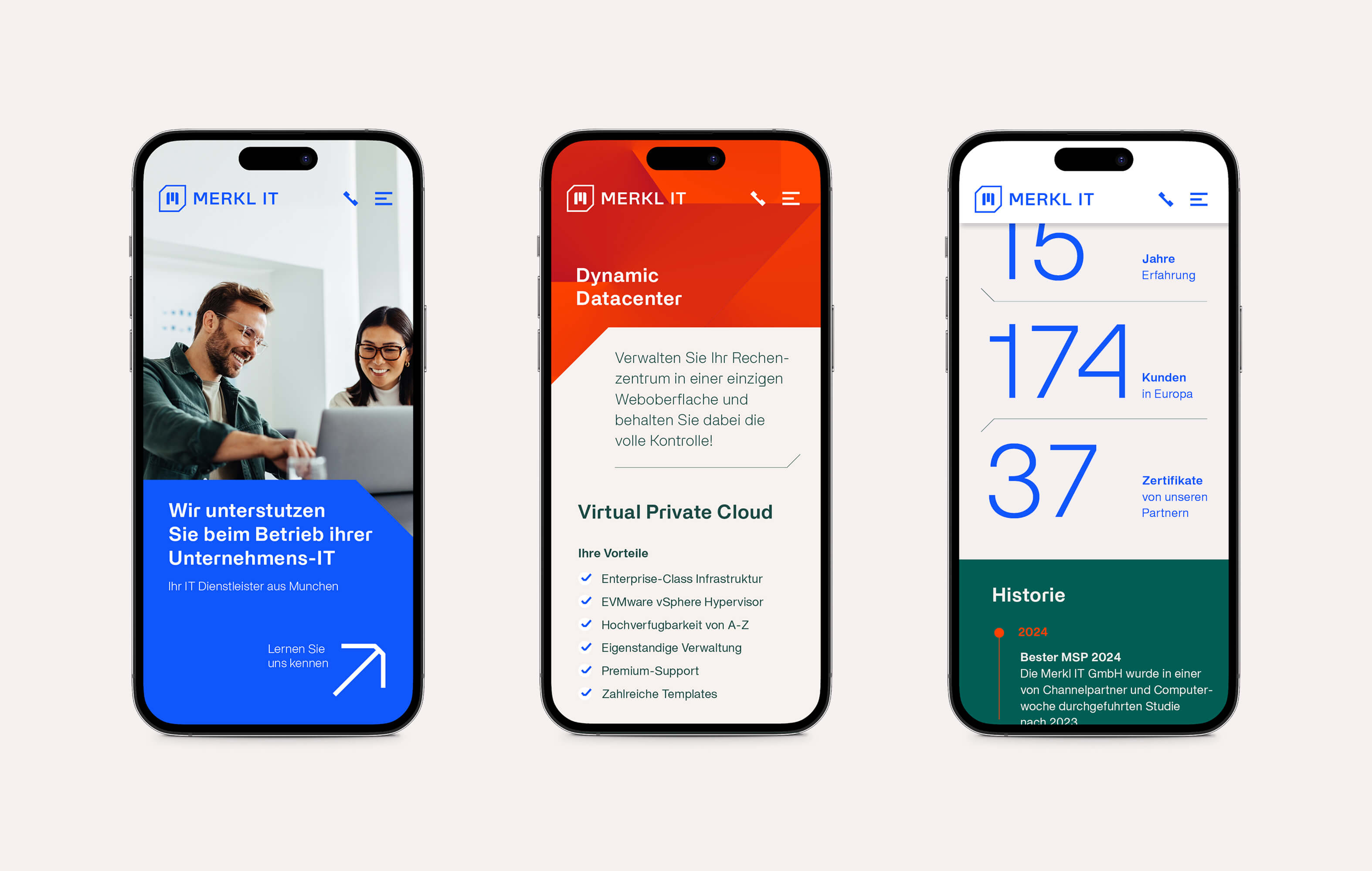 Merkl IT Relaunch Webdesign responsive mobile Screens